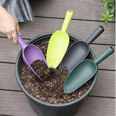 Xẻng làm vườn bằng nhựa nhiều màu, cầm tay dày dặn - Xẻng xúc đất đa năng, thích hợp trồng cây mọng nước, trồng rau, làm tơi đất, trồng cây trong nhà và ngoài trời, ban công, trọng lượng nhẹ.