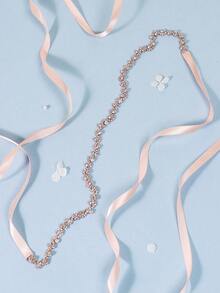 Cinto de noiva com strass, perfeito para uma cerimônia de casamento elegante. Acessório ideal para o Dia dos Namorados. - Coral Rosa - Ver 4