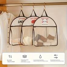 1 pieza Bolsa de almacenamiento colgante de red - Organizador de tela transpirable con lindo diseño de animales, diseño plegable que ahorra espacio para ropa interior, calcetines y bolsos, accesorio de pared para el cuarto de lavado, regalo ideal para la organización del hogar, accesorio para el cuarto de lavado, diseño vibrante, estructura, estante colgante - Multicolor - Ver 9
