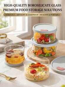 A Round Borosilicate Glass Food Storage Container With A Silicone Lid (Single Or 3-Piece Set Available) - View 2