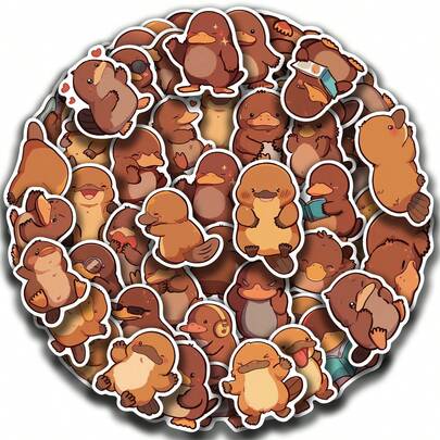 50pcs Platypus Stickers, Creative Graffiti Stickers, Office Supplies, Mobile Phone And Computer Stickers, High-Value, Durable, Exquisite, Cool Stickers, Fun, Classic, Colorful Cartoon Design, Gift Decoration, Phone Case Decoration Stickers, Reusable, Colorful Cartoon Design, Suitable For Water Bottles, Skateboards, Mobile Phones, Etc., Very Suitable For School Supplies, A Top Choice For Holiday Gifts.