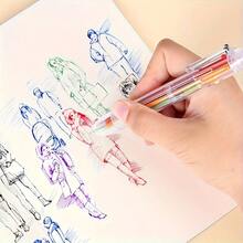 12 piezas Bolígrafos de punta de bola transparentes de 6 colores, Bolígrafos de punta de bola multicolor - Conjuntos - Ver 5