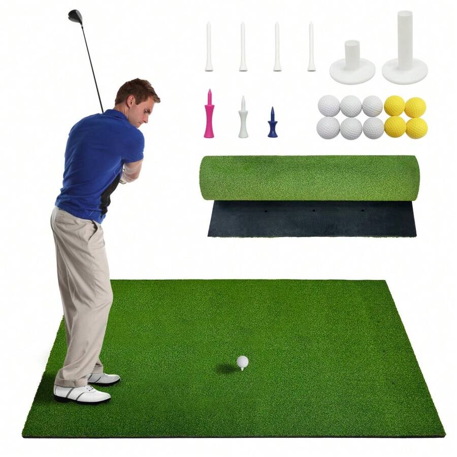 CuisinSmart Golf Hitting Mat,31mm Golf Hitting Mats For Practice,All Weather High-Elasticity Artificial Turf Mat For Garage Simulator Chipping Driving Training - 5*4ft - View 1