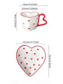 Handmade 3D Heart-Shaped Cup & Saucer Set, Creative High-Quality Couple's Afternoon Tea, Unique Painted Coffee/Tea Cup - Multicolor - View 4