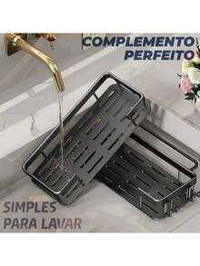 黑色铝合金浴室置物架，壁挂式沐浴露和肥皂收纳盒 - 彩色 - 查看 4