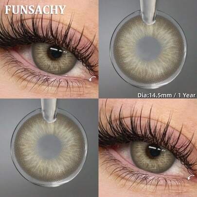 FUNSACHY A Pair Of Lenses Natural Brown-Gray Suitable For Makeup, Cosplay, And Daily Wear, Perfect For Making Big Eyes.