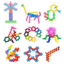 100pcs Plum Blossom 3D Snowflake DIY Interlocking Puzzle Building Blocks Set - Plastic Assembly Toy Suitable As Gift For Easter, Christmas And Halloween - Multicolor - View 8