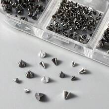 1BOXs Y2K Punk Metal Rivet Nail Charms Cone Mixed Sized Black Silver Gold Nail Art Studs 3D Stylish Alloy Spike Nails Decor Nail Supplies - 彩色 - 查看 7