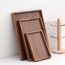 Set de 3 Bandejas Rectangulares de Bambú, Bandejas de Servir para Cocina y Mesa, Bandeja para Desayuno, Café y Aperitivos, Bandejas Decorativas y Resistentes para Hogar, Restaurante y Hostelería - Café integral - Ver 4