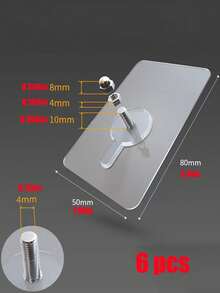 6个现代自粘式墙钩，可重复使用，PC+不锈钢螺丝，无需钻孔，适用于厨房置物架、客厅搁板、浴室毛巾架，可拆卸，无需用电 - 透明 - 查看 8