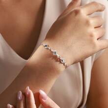 1pc Customized Family Birthstone Stainless Steel Heart-Shaped Bracelet, Fashionable, Elegant, Exquisite Silver Jewelry, Girlfriend/Friend/Mother/Daughter Christmas Gift, Perfect Mother's Day, Valentine's Day, Anniversary Gift, Customized Birthstone Jewelry For Loved Ones, Customized Name, Women's Jewelry Gift, Mother's Day Gift - Silver - View 8