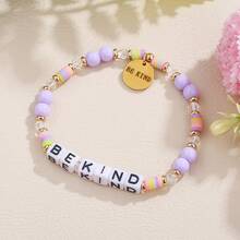 1件优雅字母串珠多面玻璃吊坠女士手链，适合日常佩戴、派对、送礼、珠宝首饰 - 彩色 - 查看 10