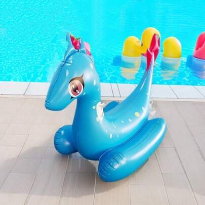 1pc Inflatable Dinosaur & Pony Rocking Chair, Pool Float & Backyard Toy, Great For Water Fun & Outdoor Entertainment