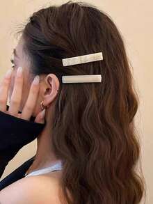 2个/套 醋酸纤维发夹 字体几何发夹 刘海侧夹 甜美可爱简约女士发饰 - 多色 - 查看 14