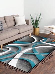 1pc Geometric Textured Pattern Rug, Black White Gray Printed Polyester Rectangular Easy Care Washable Area Carpet, Suitable For Living Room, Hallway, Bedside, Sitting Room, Bedroom, Office, Kitchen, Farmhouse Home Decor - Multicolor - View 8