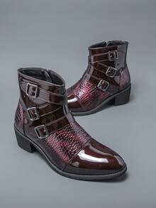 Botas Chelsea para hombres, estilo retro clásico de caña alta, cómodas y transpirables, adecuadas para caminar al aire libre, senderismo, uso diario, tallas grandes, nuevas para otoño/invierno - Rojo - Ver 16