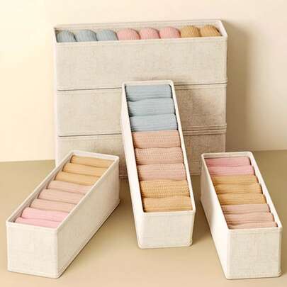 4个装节省空间内衣袜子收纳盒，多功能抽屉整理盒，适用于家庭、卧室、宿舍，分类收纳箱，1/2/4个装