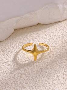 Minimalist Northern Star Ring,Star Cross Ring,Gold-Plated And Silver Starlight Ring,Open Adjustable Celestial Dainty Ring Female Jewelry Daily Wear - 1 - View 6