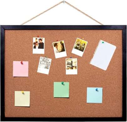 Black Cork Board Bulletin Board, 146"X 11" Cork Board, Oak Wood Finish Frame, Wall Mounted Cork Board For Office Home And School(Pins, Eye Bolts, Gaskets, Screws)