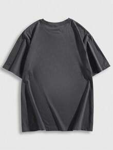 Zrgoth Men's Casual Versatile Minimalist Chest Graphic English Slogan Print Short Sleeve T-Shirt - Dark Grey - View 4