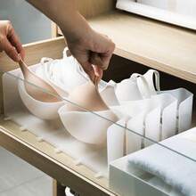 6Pcs/Set Bra Storage Dividers, Plastic Drawer Separator, Closet Underwear Organizer For Bra & Lingerie Storage - White - View 2