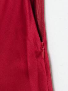 Women's Spring Summer French Style Sexy Satin Backless Halter Maxi Dress - Red - View 6