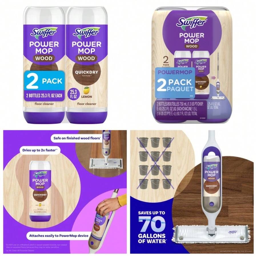 Quick Dry Hardwood Floor Mop Refill Solution Lemon Scent 50.6 Fl Oz - 1 - View 1