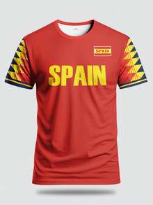 Camiseta de la Selección Española de Fútbol para Hombre - Inspirada oficialmente, transpirable, con la bandera y el escudo de armas de España, camiseta de fútbol ligera para verano, adecuada para deportes y uso casual, ajuste microelástico, ropa para aficionados, ideal para partidos y uso diario. - Blanco - Ver 7