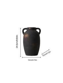 1个陶瓷复古侘寂风格矮胖乡村花瓶，适合日式旅馆艺术装饰、农舍室内插花、优雅玄关花瓶装饰、家居装饰、房间装饰、玻璃花瓶 - 多色5 - 查看 17