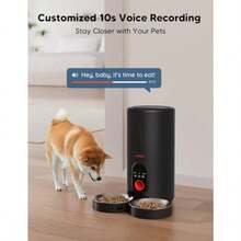 WOPET Automatic Cat Feeder 5G WiFi Pet Feeder for Two Cats or Dogs with Remote Control 6L Cat Food Dispenser with Low Food Sensor 1-10 Meals per Day Up to 10s Meal Call for Pets - Negro/Gris - Ver 7