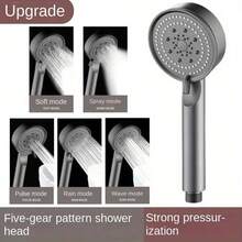 Luxurious High-Pressure 1pc Handheld Shower Head - 5 Adjustable Spray Modes, Wall-Mounted, Sleek Black & White - Enhance Your Bathing Experience - Black-1pc - View 3