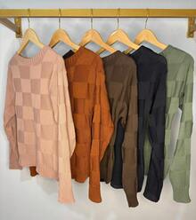 Women's Winter Knit Sweater, Boho Style, Square Knit, Elegant, Simple, Casual, Wool-Like Fabric, Textured Knit, Suitable For Evenings, Holidays, Weddings, Offices, Street Wear, Travel, Brunch, Autumn/Winter. - xanh quân đội - Xem 4