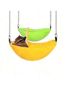 1pc Small Animal Hamster Cotton Banana Hammock, Cute Banana Shaped Hanging Nest, Warm Home For Small Rodents - View 8