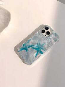 Ocean 1pc Waterproof, Fingerprint-Proof, Scratch-Resistant Transparent IMD Soft Glossy Smooth Phone Case With Delicate Painted Dual Starfish Pattern, Suitable As A Gift For Confession, Friends, Family, Couples, Birthday, Festivals, Compatible With IPhone 17/17 PLUS/17 PRO/17 PRO MAX - Multicolor - View 2