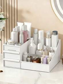 化妆品收纳盒、口红收纳盒、美妆收纳盒、指甲钳收纳盒、办公用品收纳架、化妆刷收纳架、化妆包，适用于卧室、浴室、客厅、宿舍、梳妆台、房间装饰、珠宝收纳 - 彩色 - 查看 12