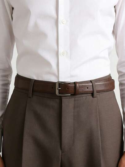 1条纯色休闲办公派对PU皮皮带，男女通用，四季皆宜