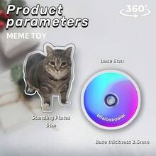 1pc Oiiaio Cat Meme 360° Rotating Stand, Funny Cat Desktop Stress Relief Toy - Multicolor - View 7