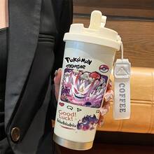 pokemon 这款宝可梦旅行杯以乳白色为底，杯身上印有标志性的宝可梦图案，它吐着舌头，一副调皮捣蛋的表情。杯身上还印有文字和精灵球图案，整体造型酷炫十足。此外，杯子上还印有“祝你好运！”和“哔哔哔！”等俏皮的短语。 - 白色 - 查看 16