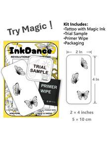 1套“蝴蝶”科技纹身贴纸，半永久纹身贴纸，Noir Flight系列，临时纹身贴纸，持久耐用，防水，逼真纹身效果，植物基X259 - 黑色 - 查看 3