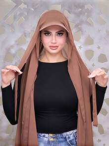 1pc Summer Baseball Cap With Scarf, Chiffon Cap Scarf Combo, Lightweight Breathable Versatile Sun Protection Hat, Suitable For Summer Religious Gatherings, Fashionable Middle Eastern Style - Multicolor - View 5