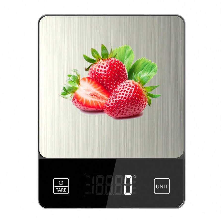 1个带液晶显示屏的数字厨房秤，不含电池，最大称重22磅（约10公斤）食物秤 | 非常适合备餐、烹饪和烘焙 - 白色 - 查看 1