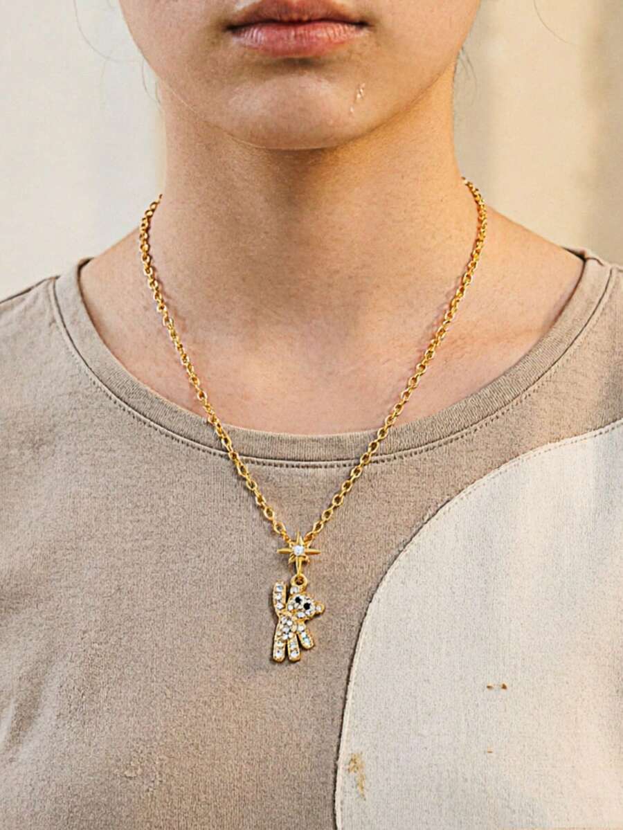 可爱卡通休闲复古动物塑料百搭泰迪熊项链（以实物为准） - 小熊 - 查看 1