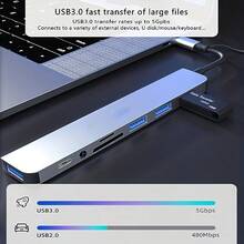 3.0 高速 USB-C 集线器 USB 分线器 8 合 1 USB 扩展器，配备 4 个 USB 端口、1 个 USB-C 端口、TF/SD 卡读卡器和 3.5mm 音频输出接口 - A - 查看 5