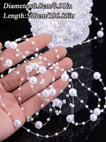 100cm/500cm/3mm+8mm 時尚珠寶手工製，仿白色珍珠串珠花環，裝飾珍珠，優雅白色珍珠串珠捲軸，珍珠串珠捲，珍珠花環，適用於婚禮派對生日珠寶配件，婚禮生日派對裝飾，DIY手工製，蛋糕裝飾，蛋糕裝飾工具 - 彩色 - 查看 4
