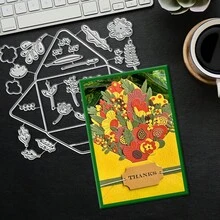 Creative Flower Dies, DIY Scrapbooking Album And Embossing Stencil, Greeting Card Making Tool, Card Paper Cutting Crafts ,Gift Card Making Template Die Cuts. - Silver - View 3