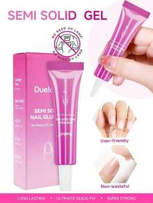 NEW No Need UV Lamp Semi Solid Gel Nail Glue For Press On Nails Tips 5-10S Fast Drying Long Lasting Fake Acrylic Nails Glue Gel NO YELLOWING And WHITTEN - 清除 - 查看 1