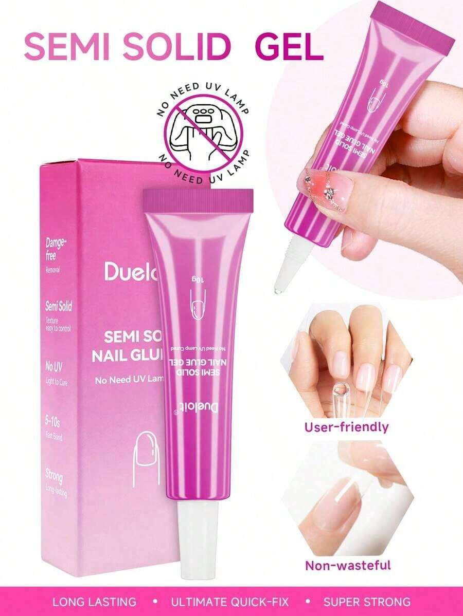 NEW No Need UV Lamp Semi Solid Gel Nail Glue For Press On Nails Tips 5-10S Fast Drying Long Lasting Fake Acrylic Nails Glue Gel NO YELLOWING And WHITTEN - 清除 - 查看 1