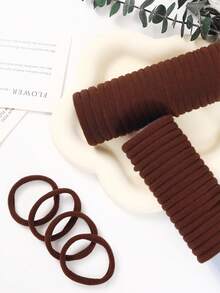 1/50/100/200pcs Minimalist Women High Elasticity Hair Ties, Suitable For Daily Use - Coffee - View 3