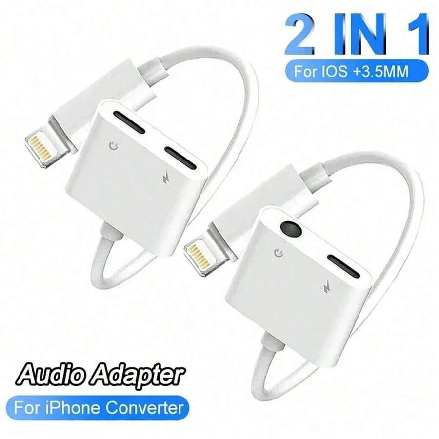 1个3.5mm耳机插孔适配器，兼容耳机适配器，辅助音频充电适配器，转接器线缆分线器适配器，兼容 14/Pro Max/13/Plus/12/11/XS/8/XS 7/6系列 - 彩色 - 查看 1