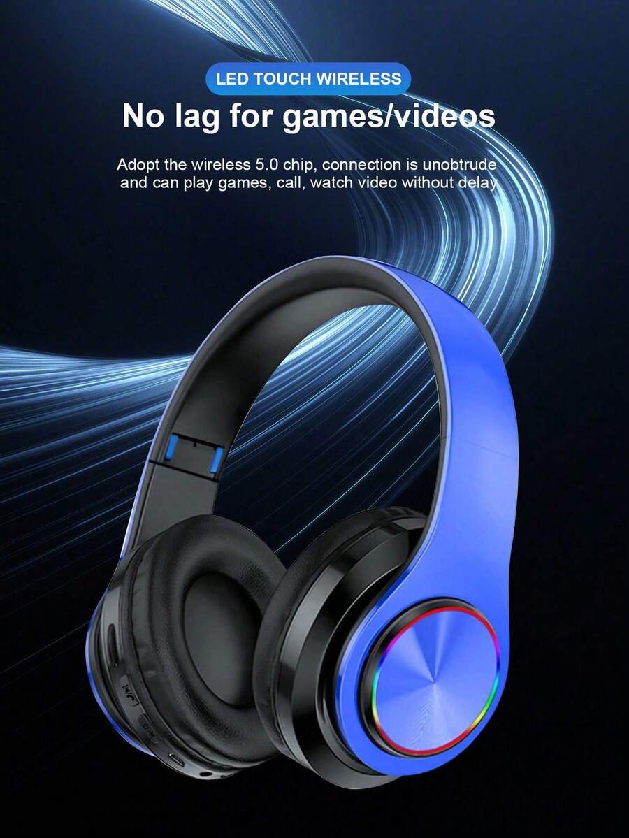 B39 RGB Lighting Wireless Headphones, Gaming Headset With Deep Bass, HIFI Sound Quality, Super Long Battery Life, Compatible With Apple, , Android, 150mAh